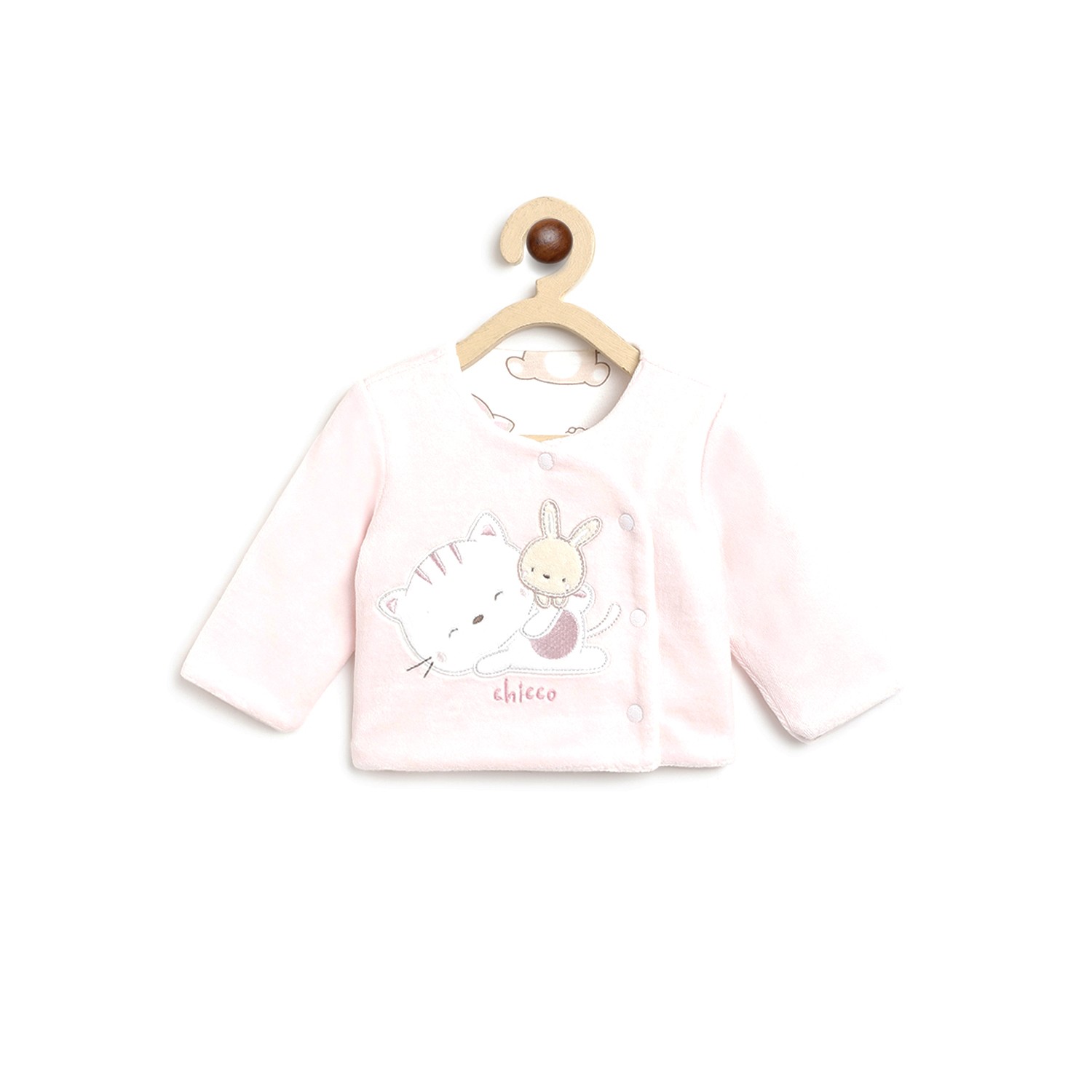 Boys Light Blue Velour Reversible Cardigan-Pink